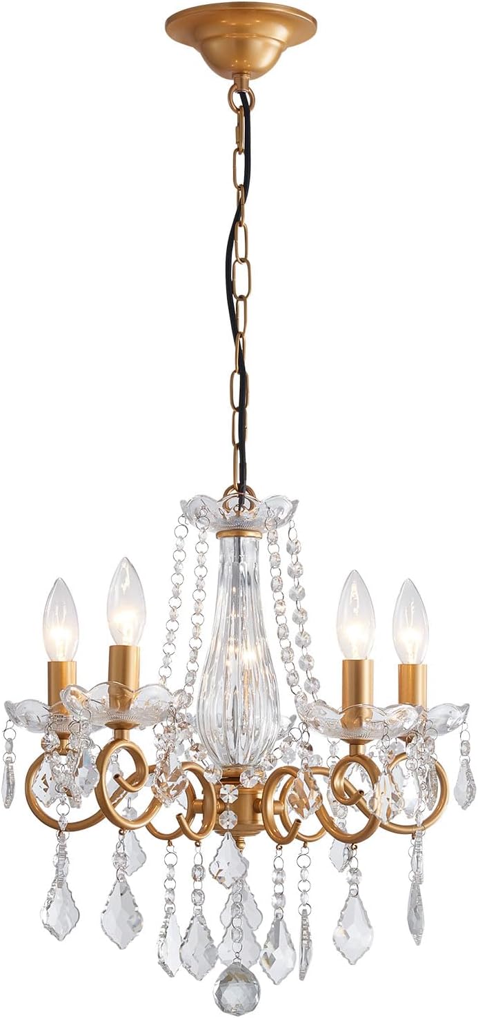 Crystal Chandelier, 5-Light Chandelier for Dining Room Light Fixture, K9 Crys...
