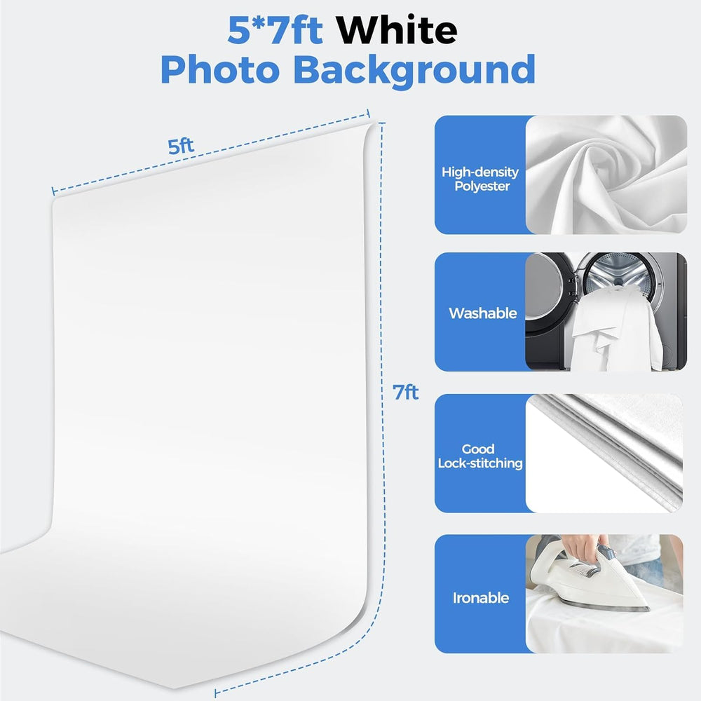 EMART 5 * 6.5ft White Photo Backdrop Stand Kit with T-Shape Stand
