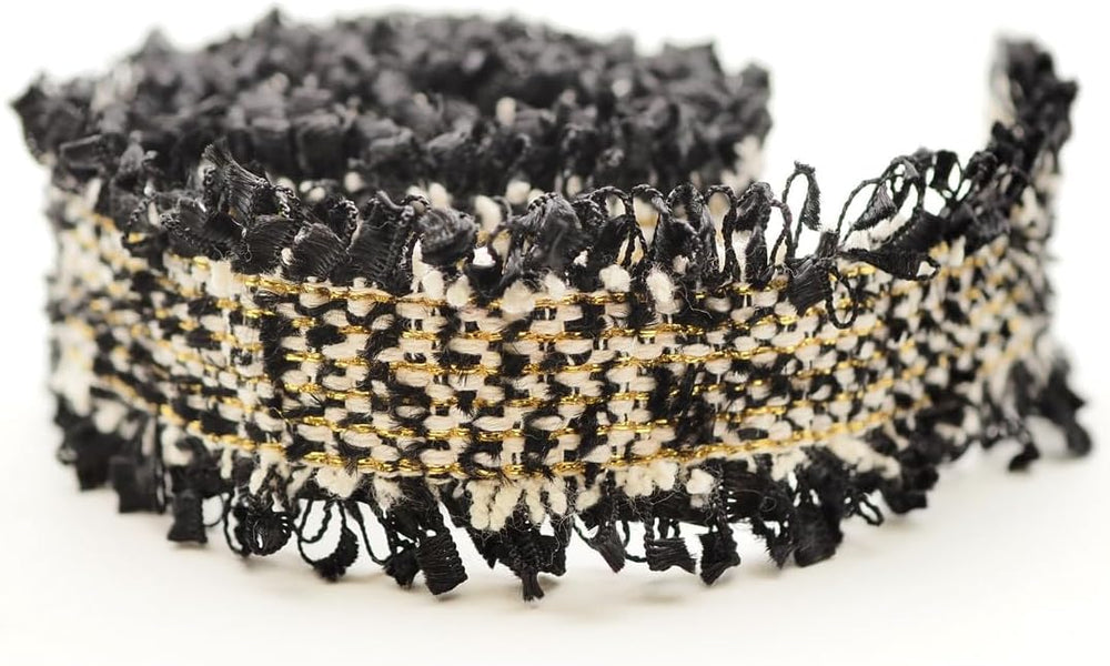 CRAFTMEMORE Luxury Tweed Lace Trim Ribbon Fabric Trimmings Embroidered Appliq...