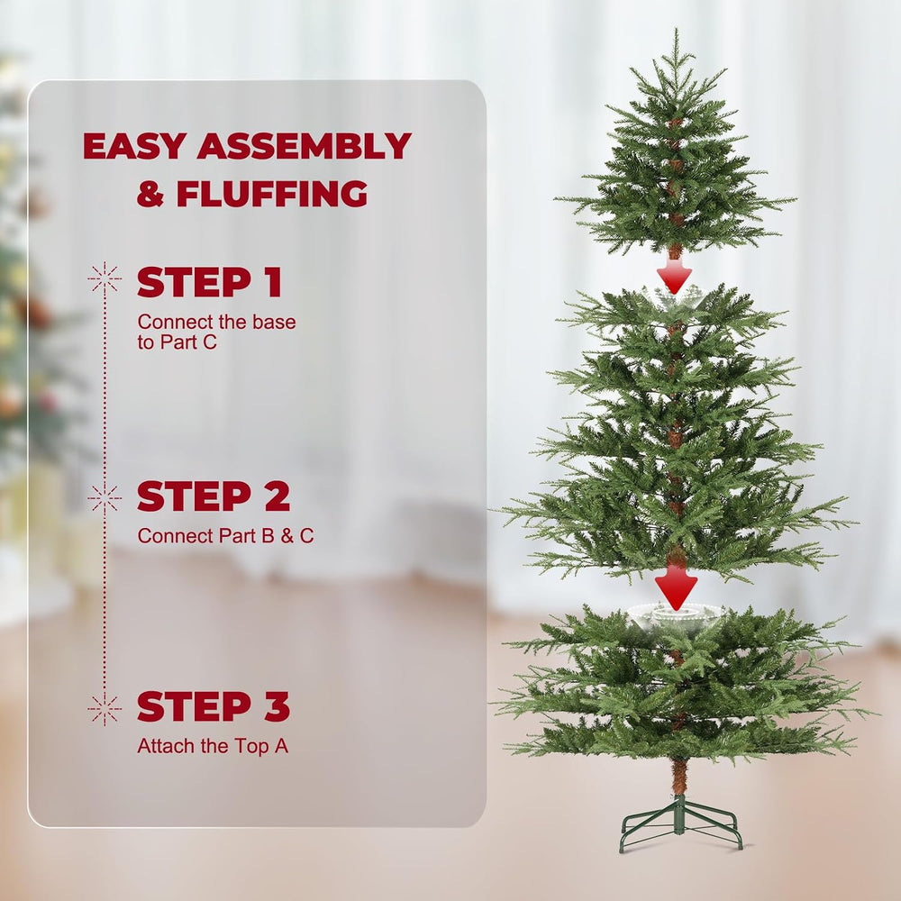 OasisCraft 7.5ft Unlit Aspen Fir Artificial Christmas Tree, Xmas Tree w/1050 ...