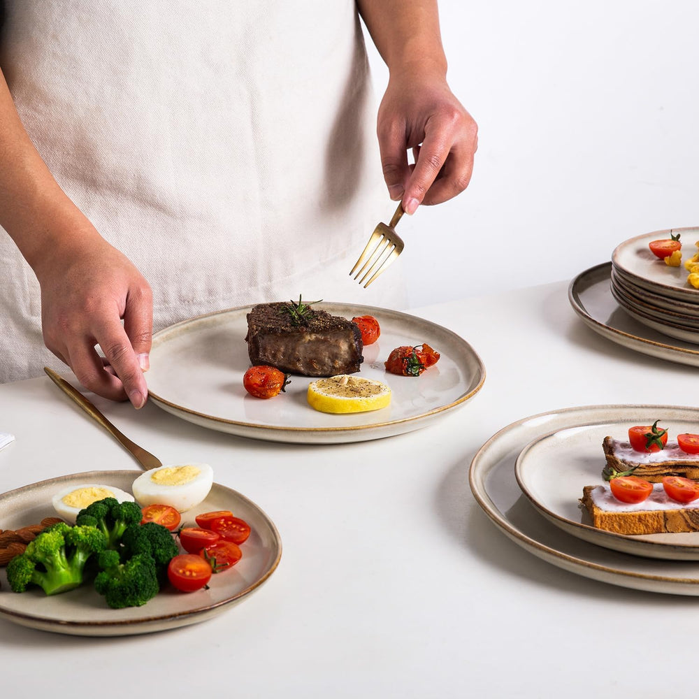 AmorArc Ceramic Plates Set of 6,8.5 Inch Stoneware Small Dinner Plates Set