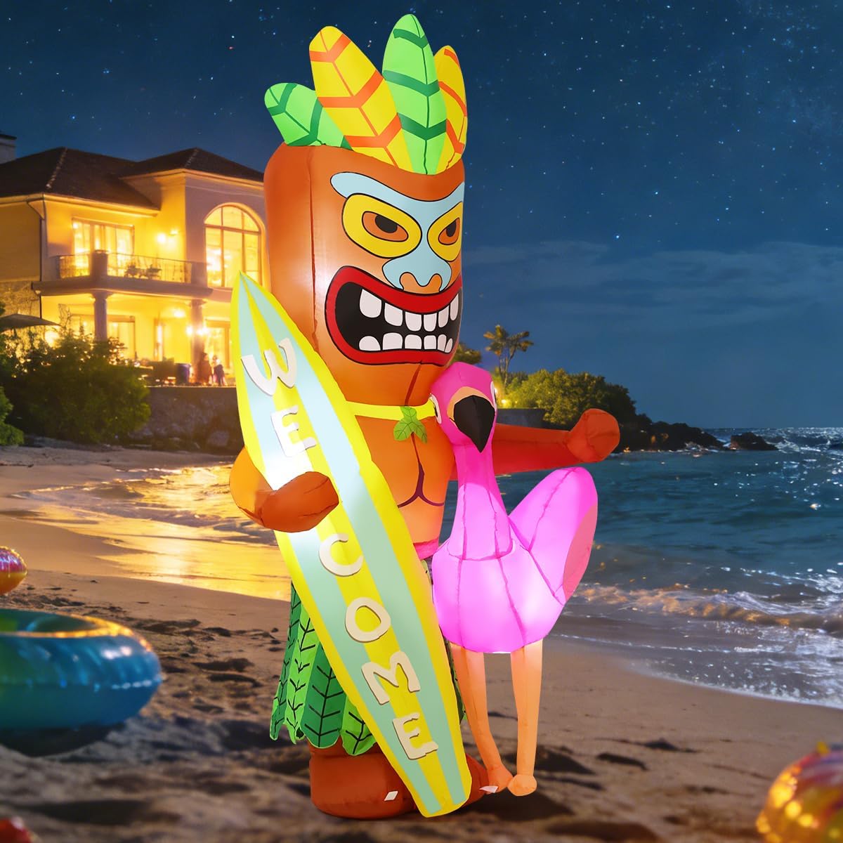 goosh 6 ft summer inflatables tiki luau decorations, side view