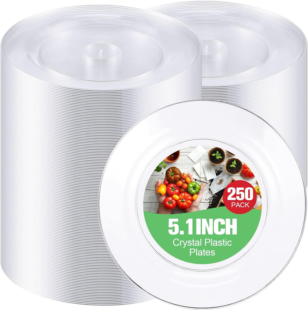 Zopeal 250 Pcs 5 Inch Plastic Dessert Plates Bulk Disposable Small Clear Appe...
