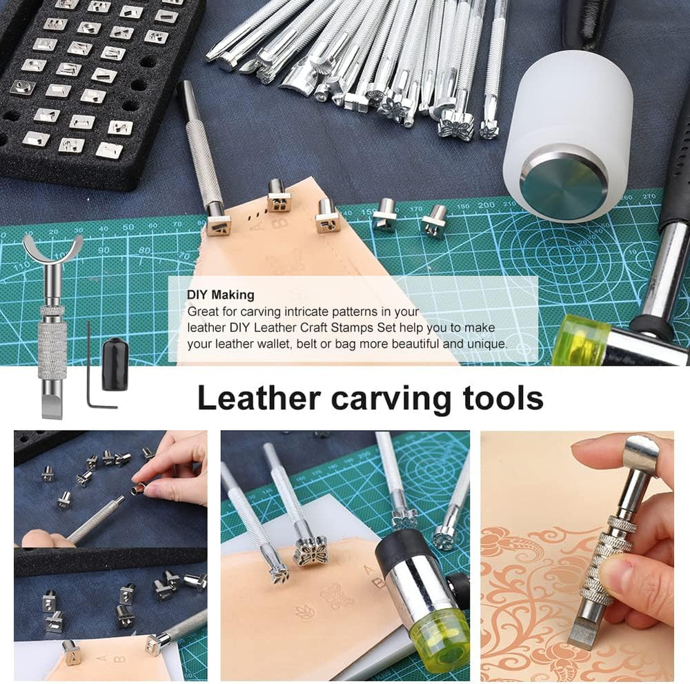 447 Pcs Leather Tooling Kit, Leather Working Kit, Leatherworking Tool