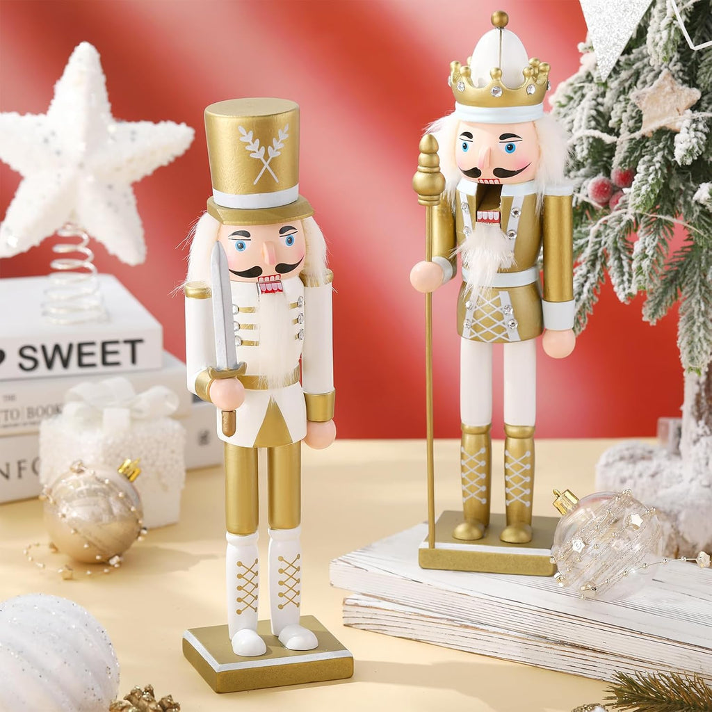 huwena 2 pcs gold king and soldier nutcracker shown in use