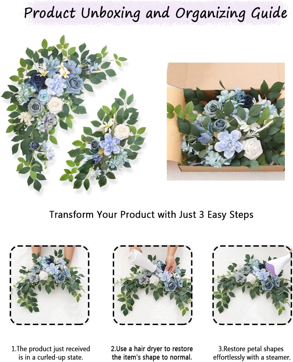 Pack of 2 Artificial Flowers for Backdrop Decoration, Wedding Arch Flowers,Re...
