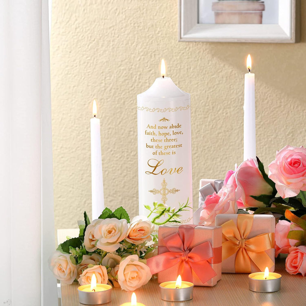 Frienda Unity Candles for Wedding Ceremony Set Wedding Unity Taper Candles Catholic Religious Ceremony Accessories(Charming Style) (3 Pcs)