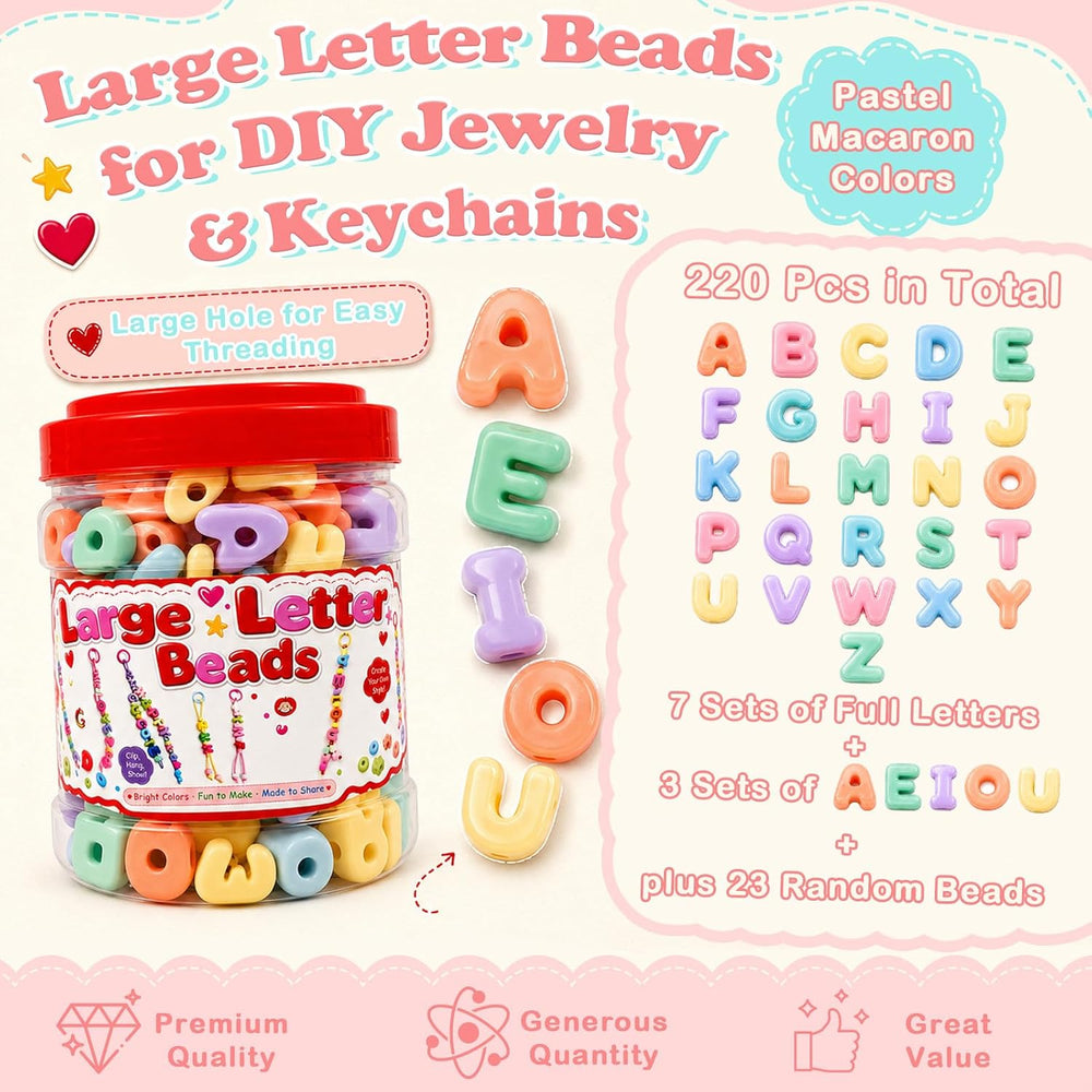 420Pcs Chunky Large Letter Beads DIY Keychain & Bracelet Making Kit