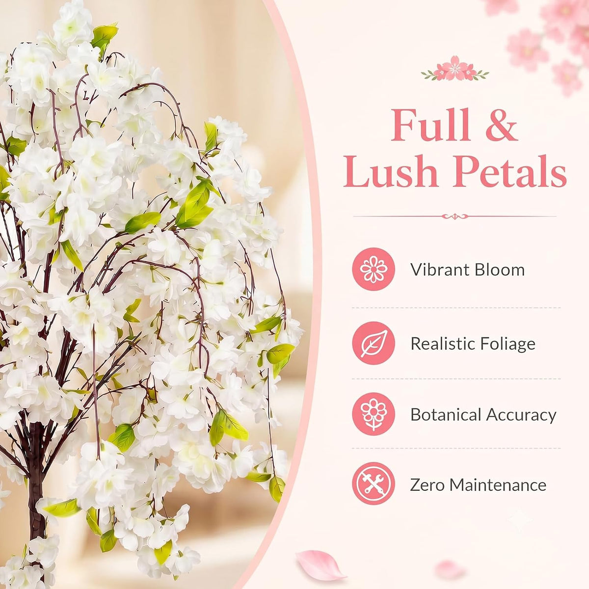 6ft artificial cherry blossom tree, faux sakura tree shown in use