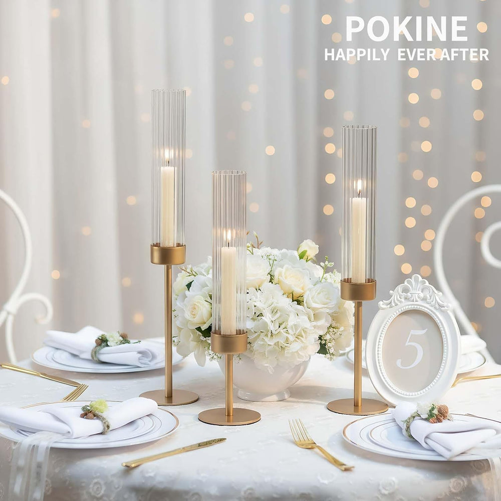 POKINE Gold Candle Holders Set of 6 for Taper Candle Holders