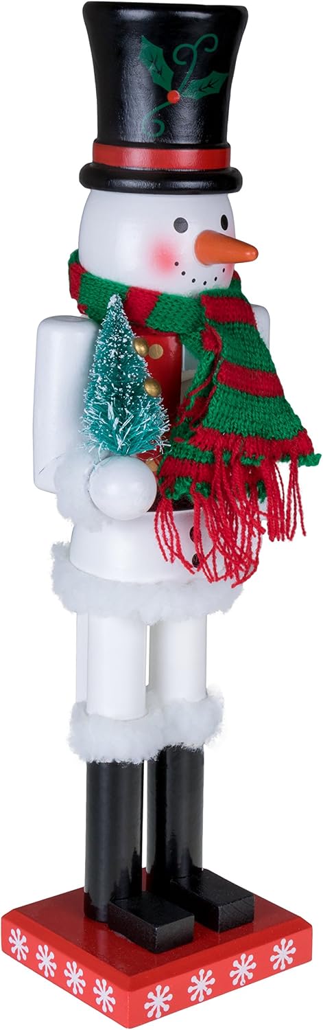 Clever Creations Snowman 15 Inch Traditional Wooden Nutcracker, Festive Christmas Décor for Shelves and Tables