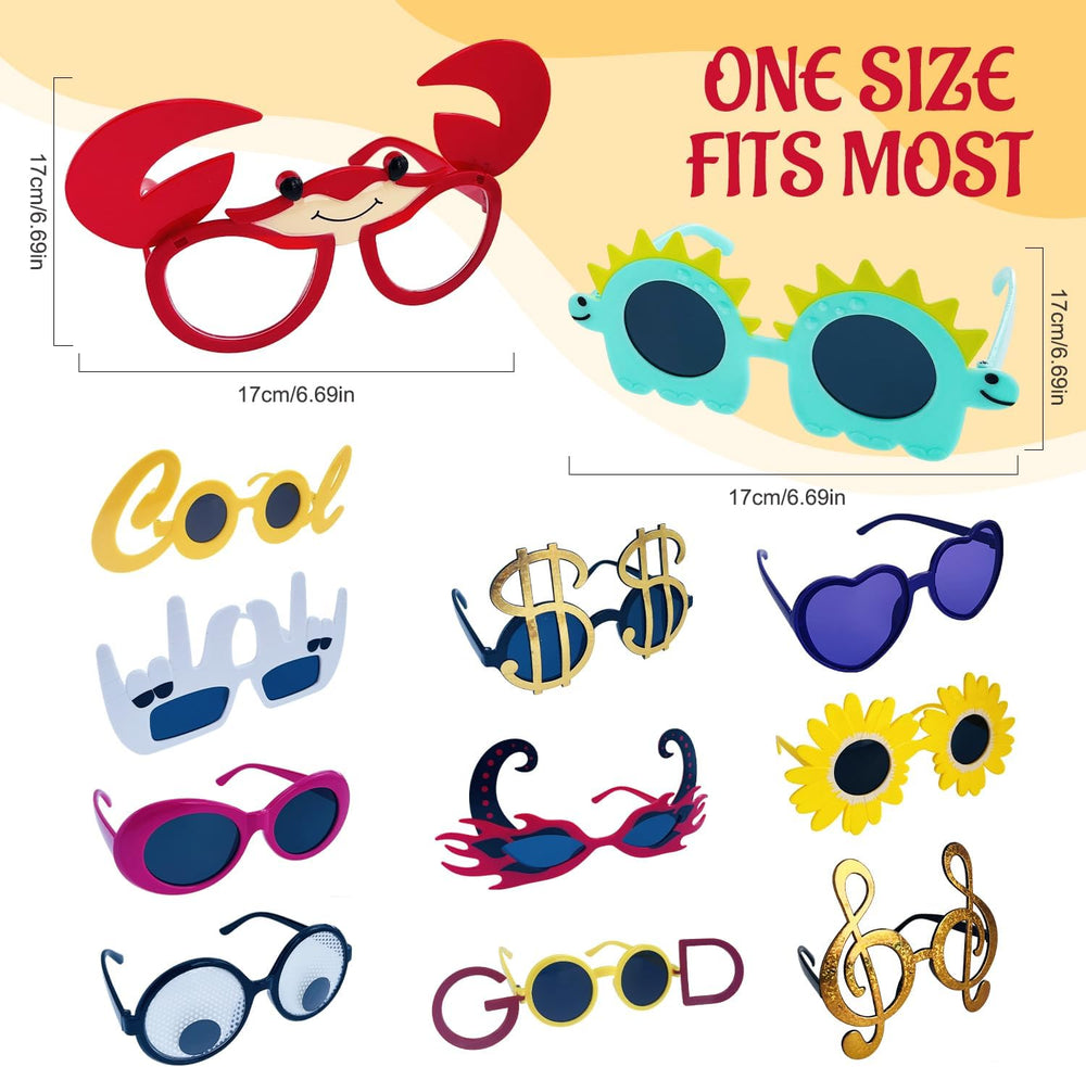 24 Funny Hats and Glasses For Photo Booth Props, 12 Assorted Crazy Party Hats...