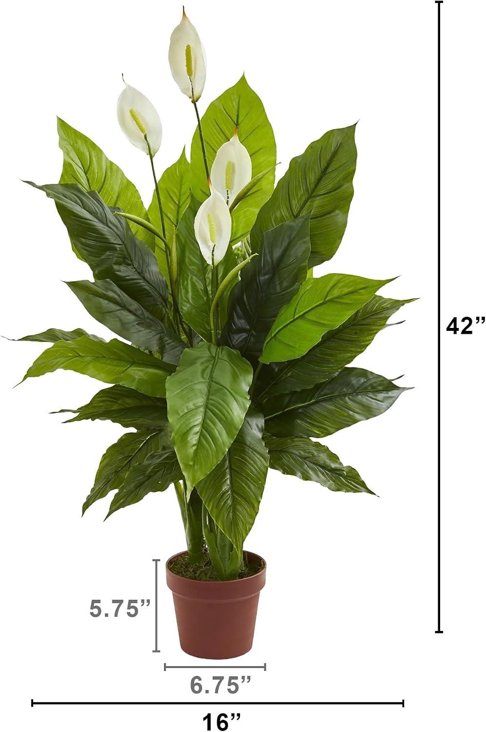 Nearly Natural 42 in Artificial Spathiphyllum Peace Lily Real Touch Plant