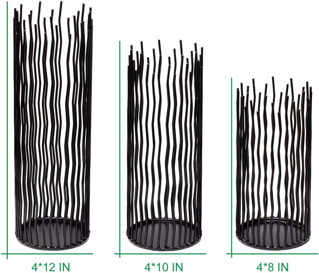 Set of 3 Metal Iron Candle Holder, Black Candlestick Modern Table Centerpiece for Indoor & Outdoor Decor, Dining Room, Home Decoration