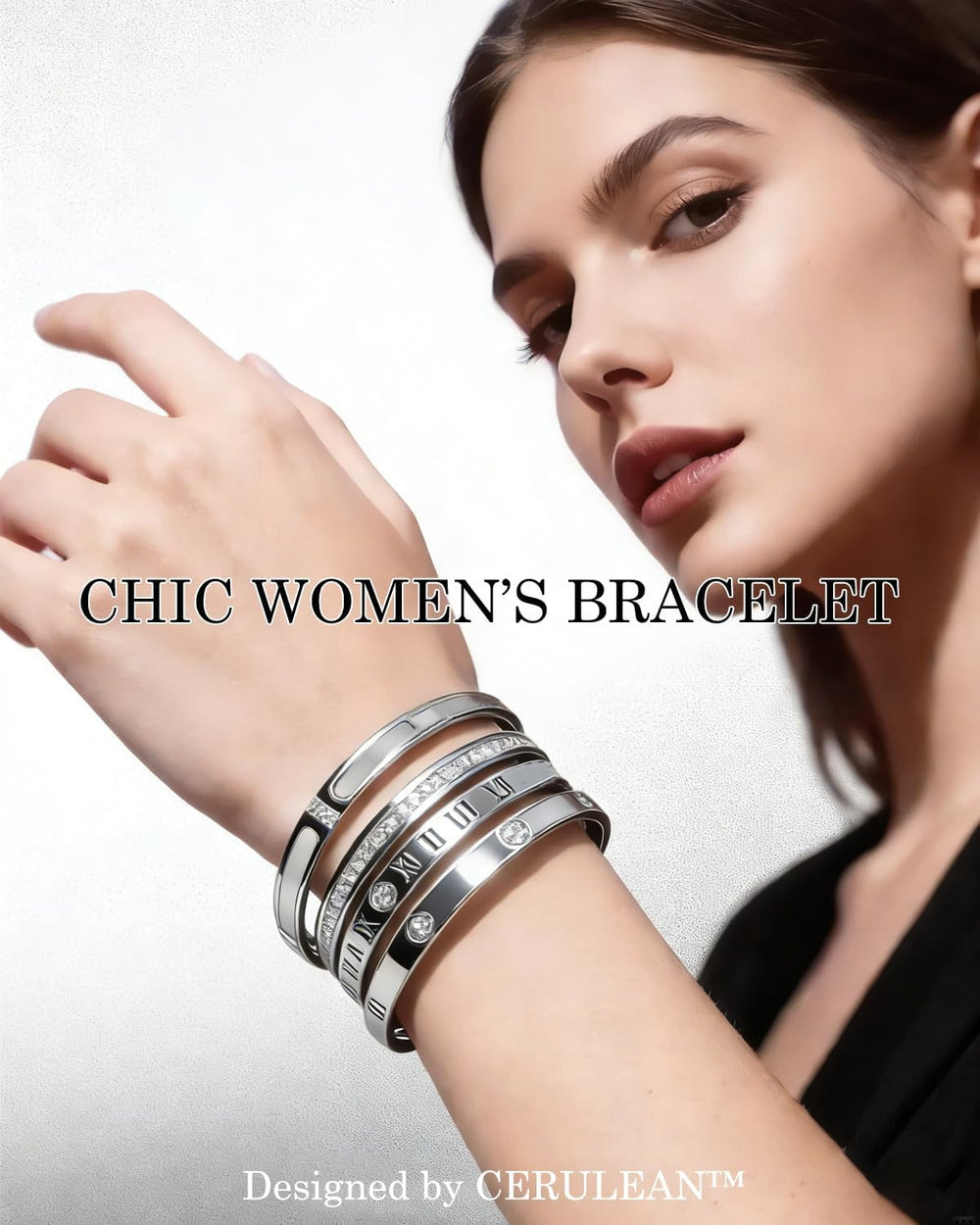 CERULEAN 5-Piece Elegant Stainless Steel Bracelet Set, Fashionable Classic De...