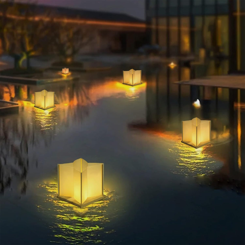 10Pack 6”Paper Floating Candle Lantern,Wooden Water Lanterns with Candles,Out...