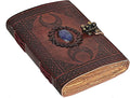 cuero 3 Moon Blue Lapiz Embossed Vintage Leather Journal | 240 Pages of Antique Handmade Deckle Edge Vintage Paper, Leather Sketchbook, Drawing Journal, Great Gift (9 inch 12 inch, brown)