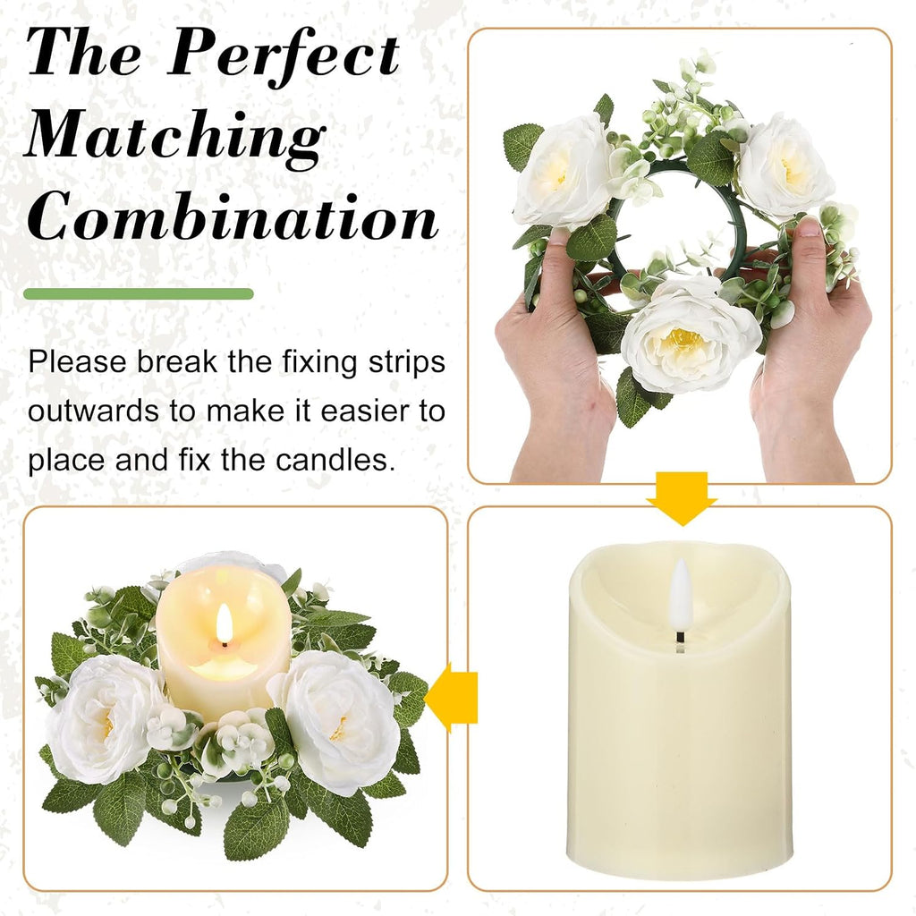 yunlly 16 set rose candle rings with led, side view