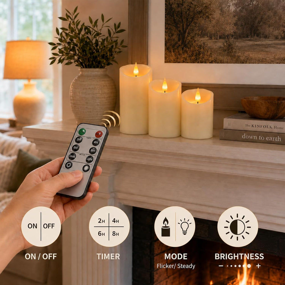Lezonic Rechargeable Flickering Flameless Candles Battery Operated with Remot...