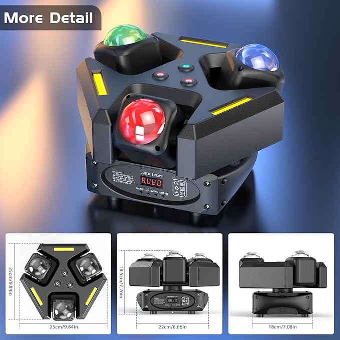 4-Pack Moving Head Stage Lights 9 X 10W LED DJ Lighting with DMX Mode Sound Stage Lighs and Parties Lights Activated for Party Wedding Concert Disco DJ Concert Show