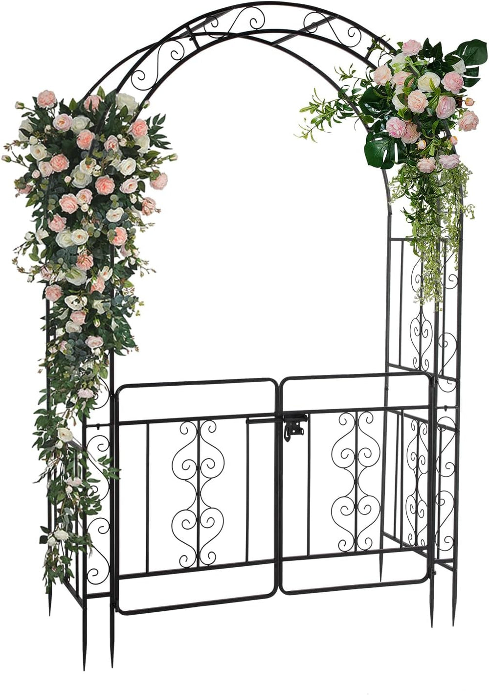 Vasitelan Metal Garden Arch Arbor Trellis with Double Gate