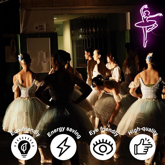 Ballet Girl Neon Sign Pink LED Dance Neon Lights Dancing Woman Neon Wall Light Up Sign for Bedroom Dance room Ballet Academy Y2k Room Decor 17.7 x 11.6 in
