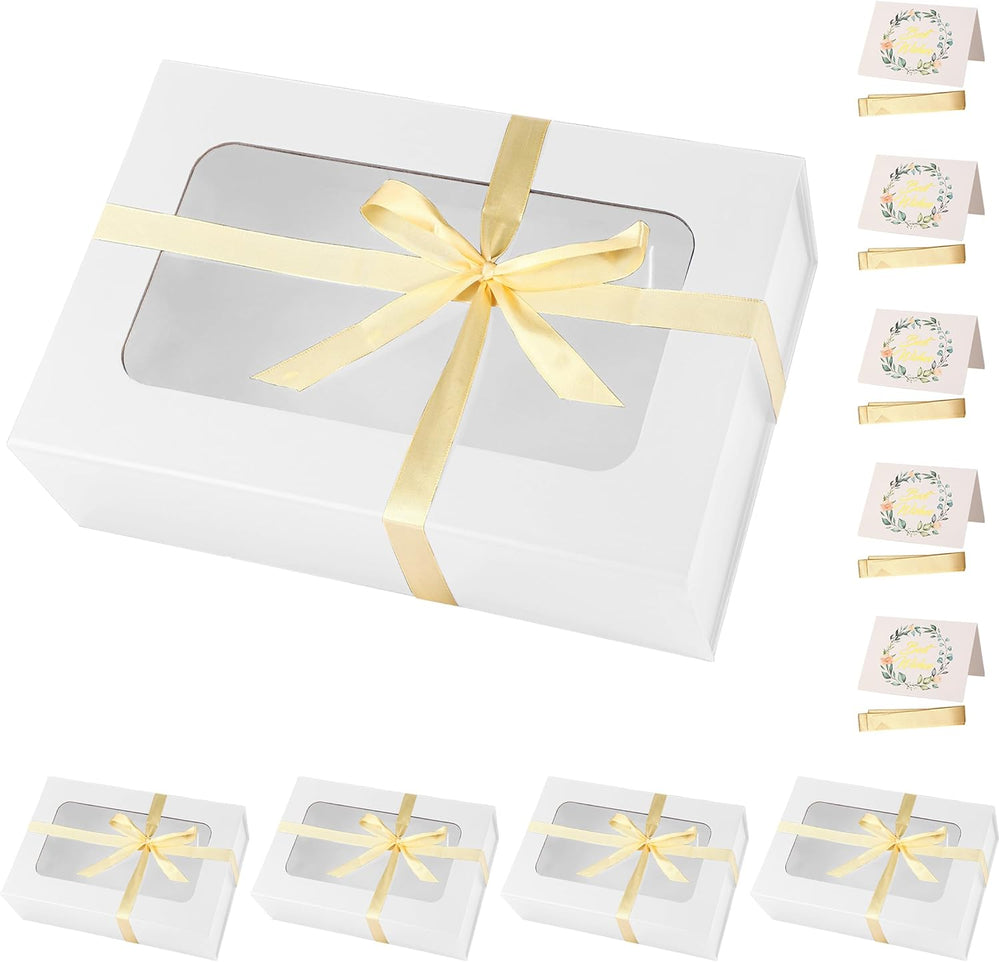 White Large Gift Box with Window,13.5"x 9"x 4.3" Magnetic Clos...