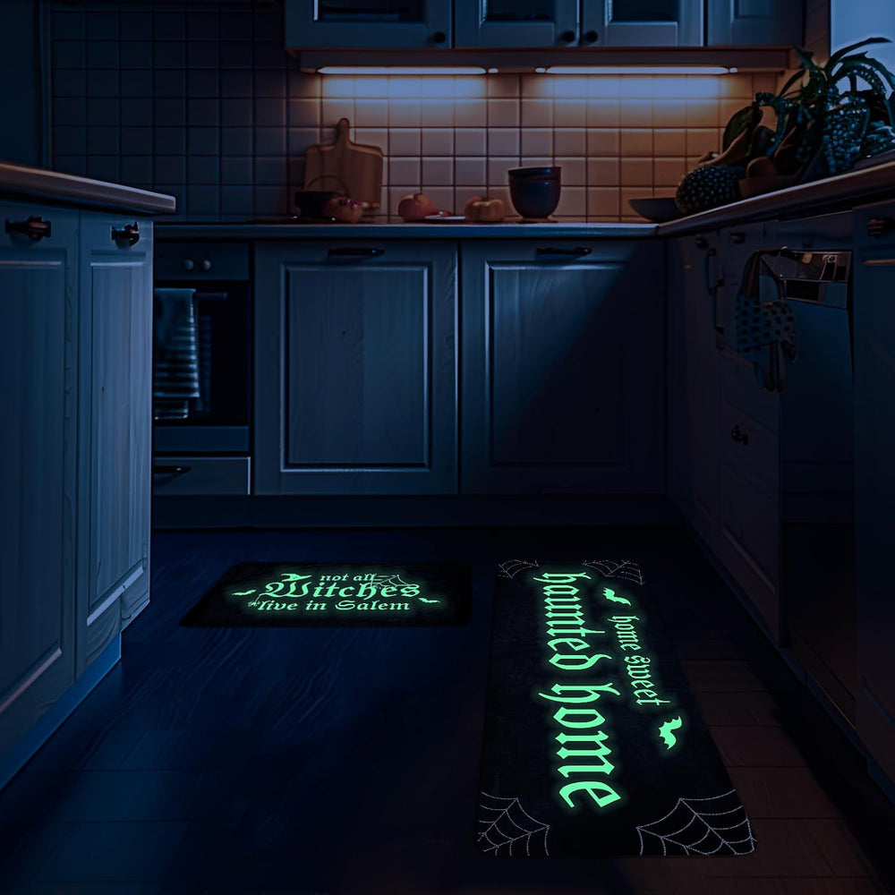 Halloween Kitchen Mat Set of 2 Not All Witches Live in Salem Decorative Glow ...
