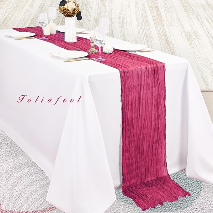 Hot Pink 20 Pack Cheesecloth Table Runner 10FT Boho Fabric Rustic Cheese Cloth Table Runner for Wedding 20 x 120 Inch Long Bridal Shower Baby Shower Gauze Sheer Birthday Party Table Decorations