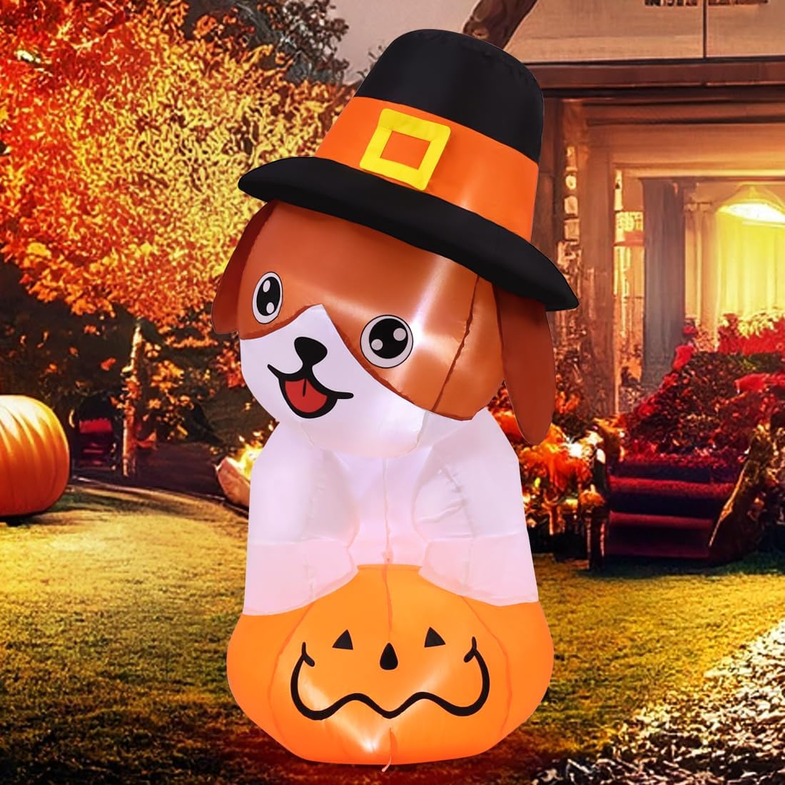 goosh 5.2 ft thanksgiving inflatables dog outdoor decorations showing dimensions