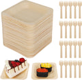 CONLI 100 Pcs Square Disposable Wood Bowls Bamboo Appetizer Plates