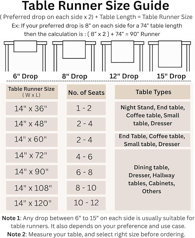 Solino Home Linen Beige Table Runner 90 Inches Long - 100% Pure Linen 14 x 90 Inch Table Runner for Fall, Autumn, Thanksgiving, Christmas - Classic Hemstitch