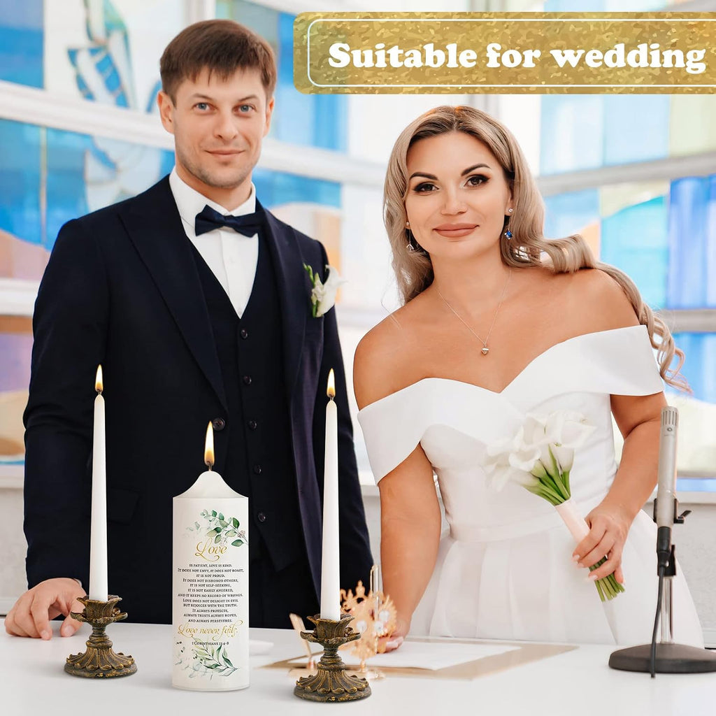 Frienda Unity Candles for Wedding Ceremony Set Wedding Unity Taper Candles Catholic Religious Ceremony Accessories(Leaf Style) (3 Pcs)