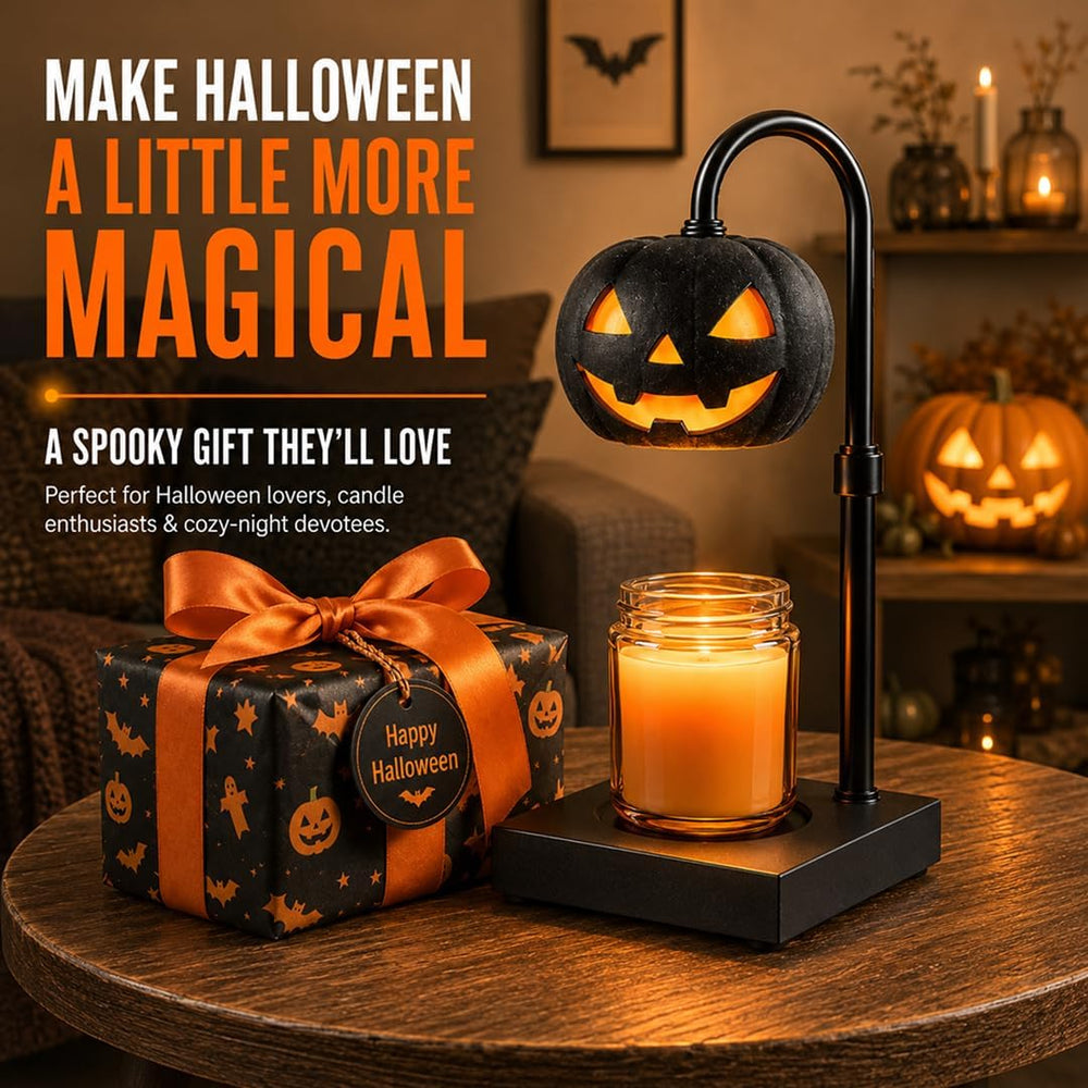 Pumpkin Candle Warmer Lamp with Timer, Dimmable Black Halloween Fall Decor