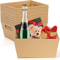 DEAYOU 10 Pack Gift Basket Empty, 10" x 8" Kraft Basket With Handle, 5 LB Cardboard Gift Baskets Market Tray, Large Brown Paper Baskets Holder Container for Wine, DIY, Food, Snacks, Crafts, Easter