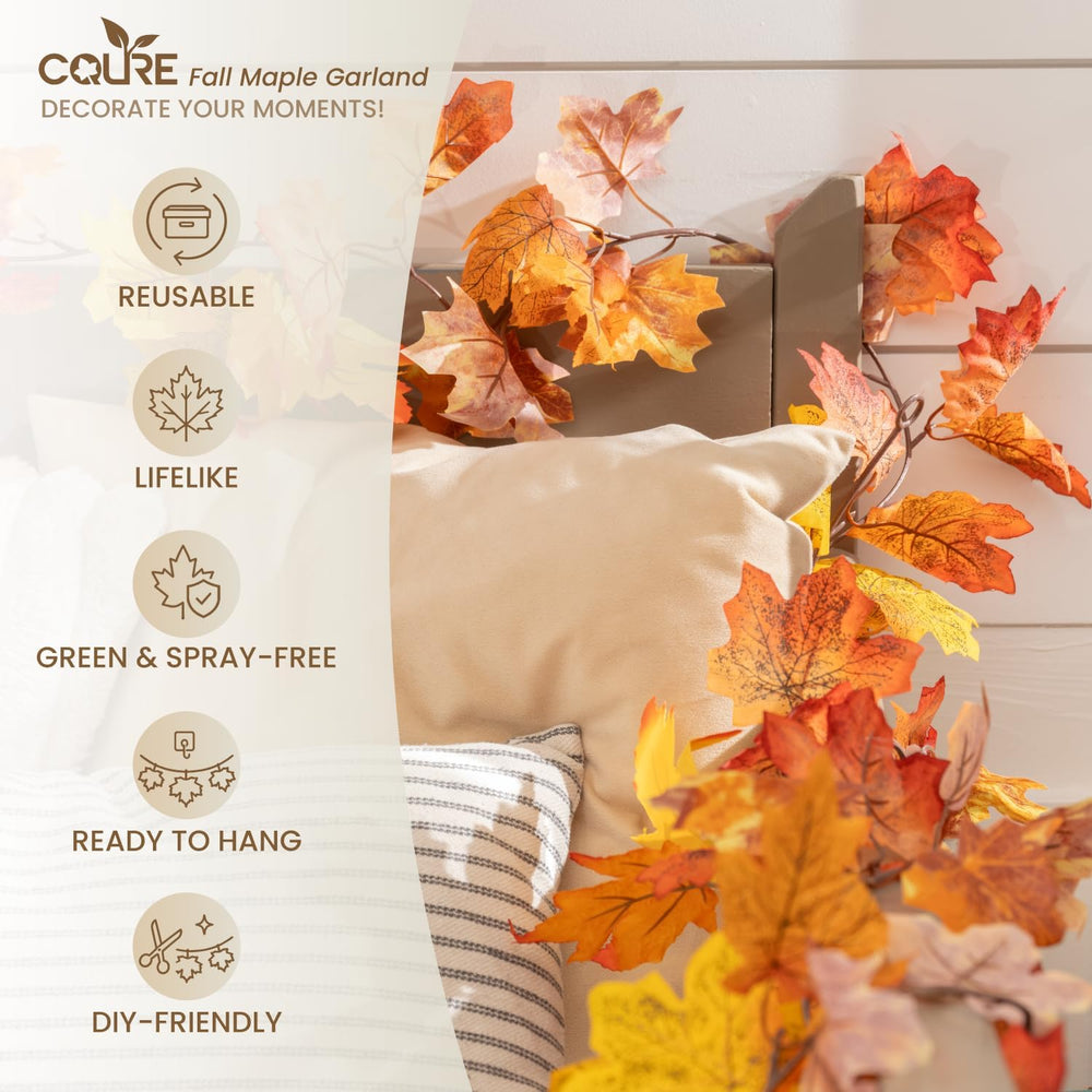 15 Pack Fall Garland, 88.5Ft Artificial Autumn Maple Leaves Vines Thanksgivin...