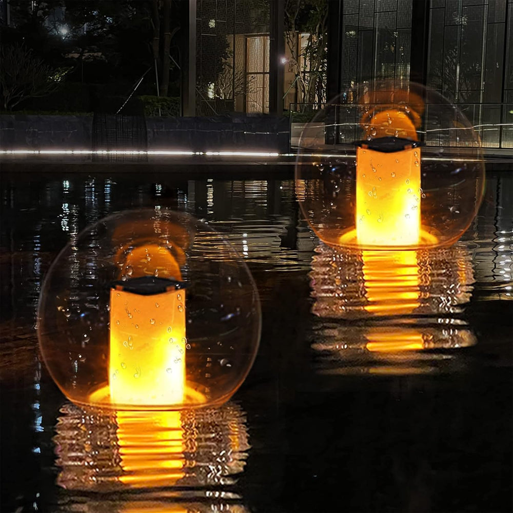 Floating Pool Lights, Solar Flickering Flame Pool Lights (2pcs)