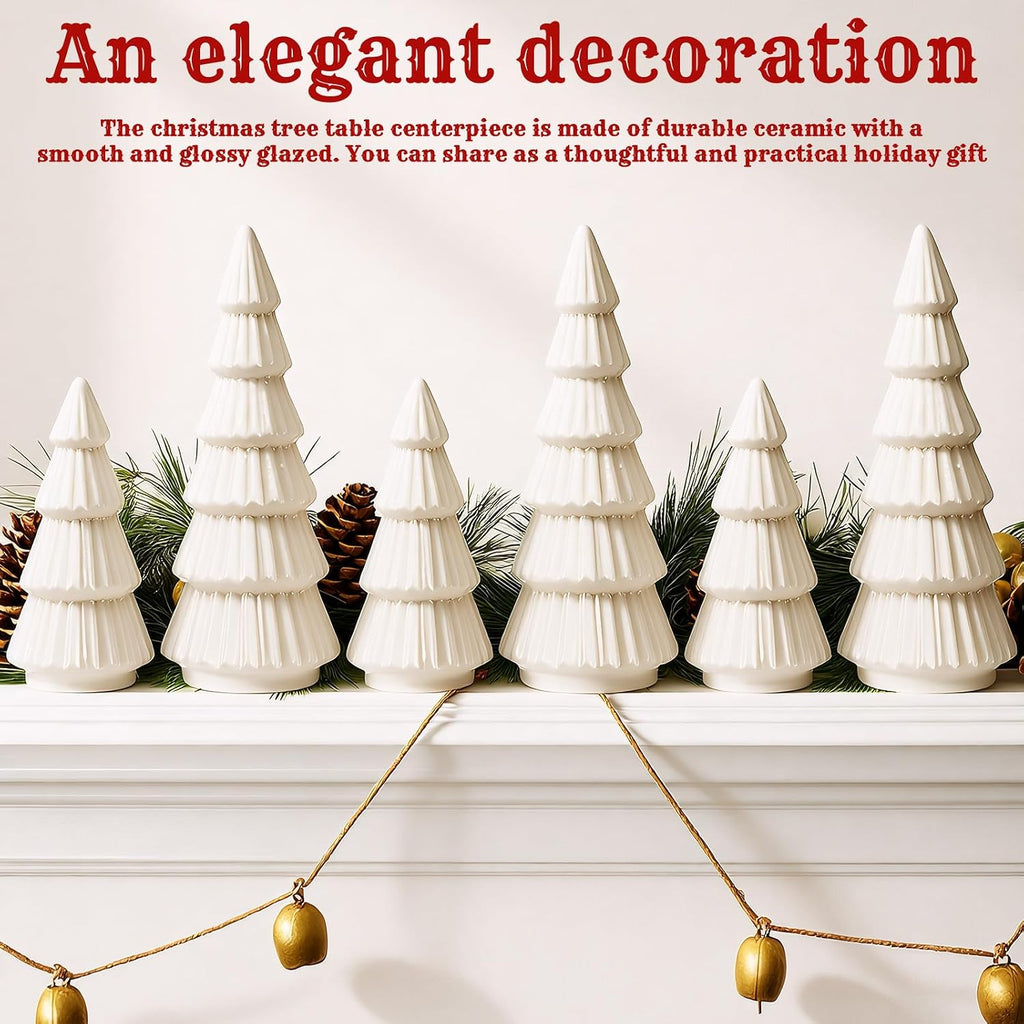 leinuosen 6 pcs white ceramic christmas tree winter showing dimensions