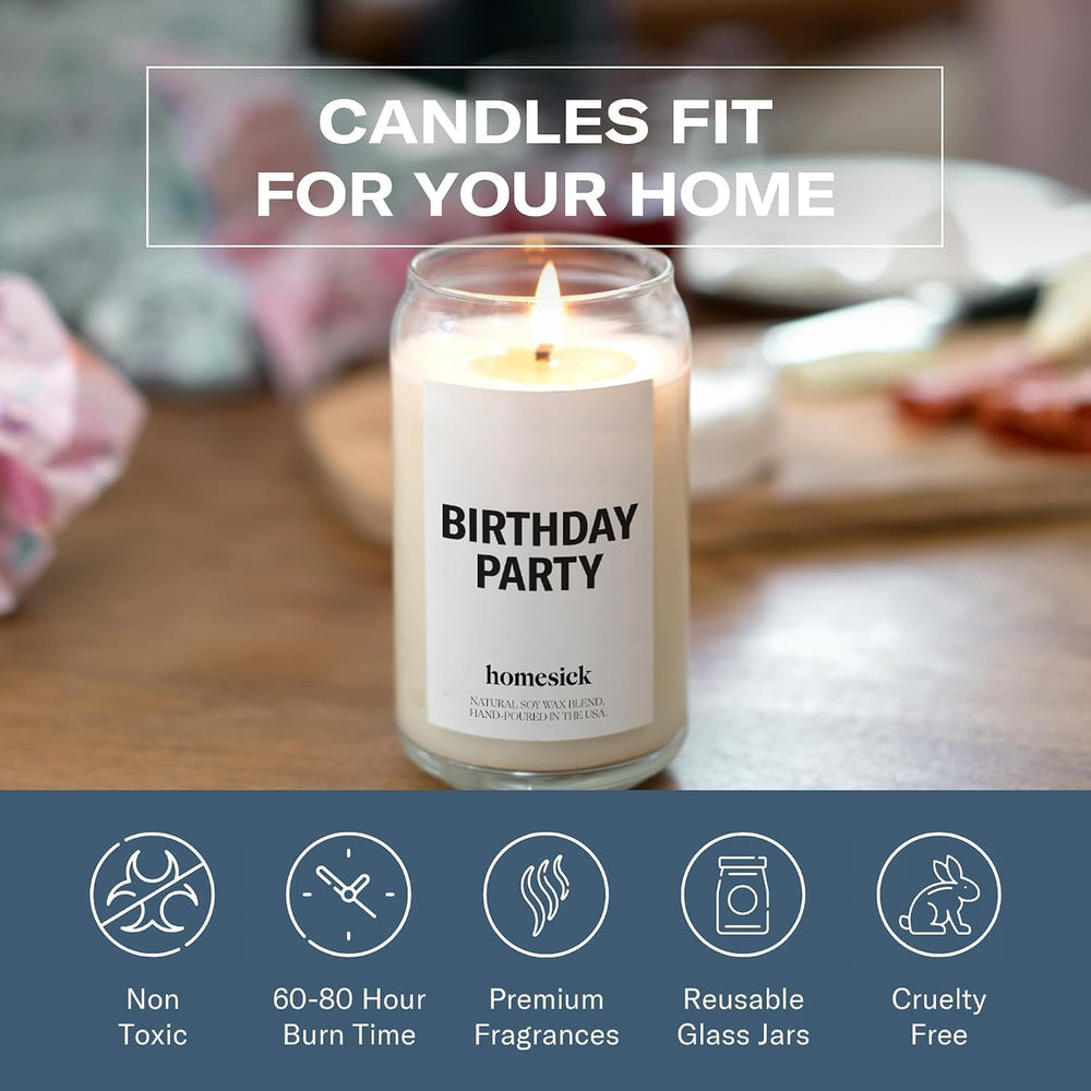Homesick Scented Candles for Home (Birthday Party) - 13.75 oz Long-Lasting Na...