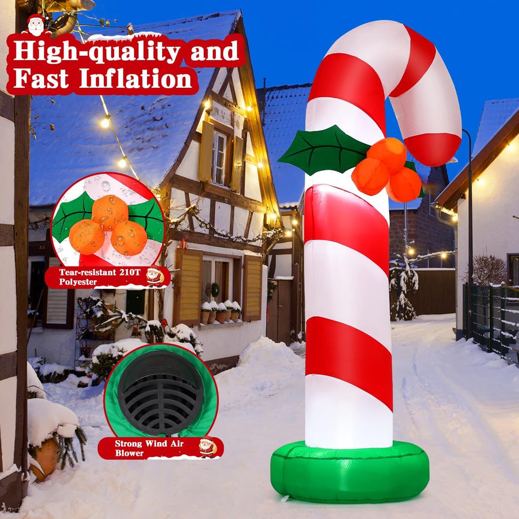 goosh 6 ft christmas inflatables candy cane outdoor, close-up detail