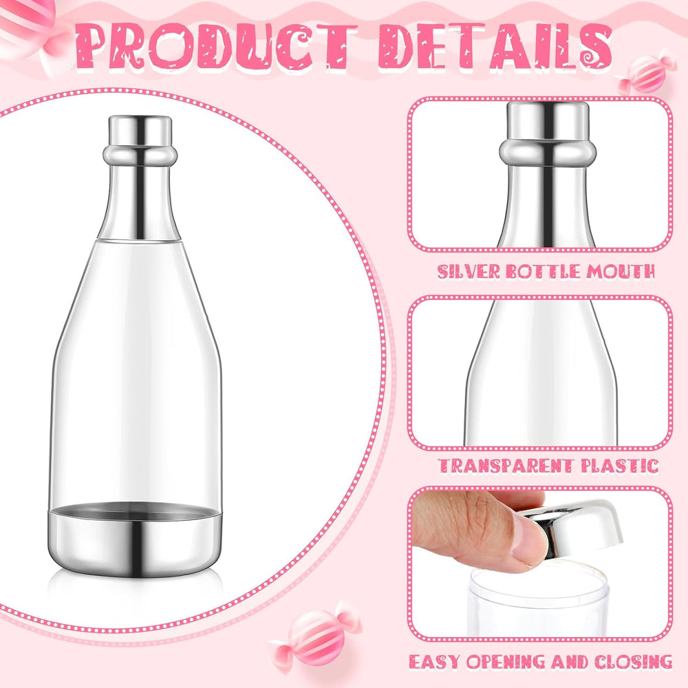 Gerrii 60 Pcs Mini Champagne Bottles Plastic Candy Container Set with Tags