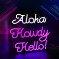 Aloha Howdy Hello Neon Signs for Wall Decor LED Neon Sign for Room Neon Light Sign for Wall Decor Birthday Party USB Powered