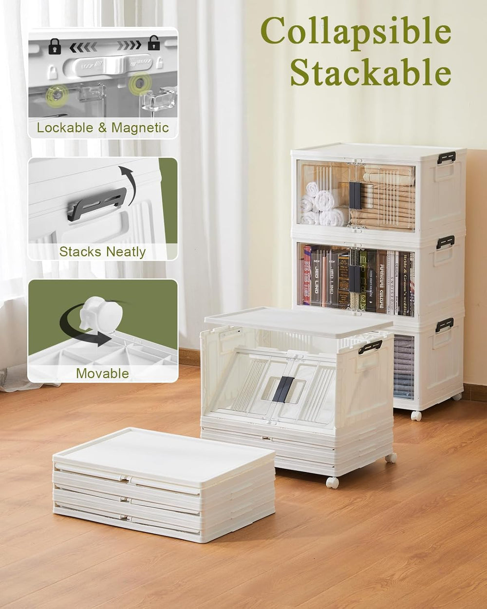 OlarHike 48QT Storage Bins with Lids for Home, Closet, Office, Room, 4 Pack
