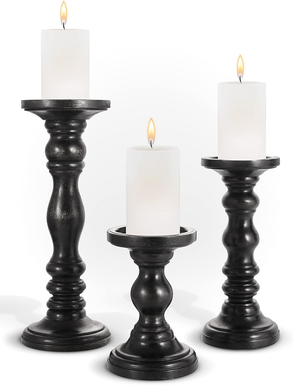 Large Candle Holders for Pillar Candles - Decorative Rustic Centerpiece Pilla...