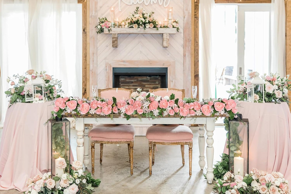 2Pack Artificial Peony Flower Garland - Silk Peony Garland with Pink Flowers ...