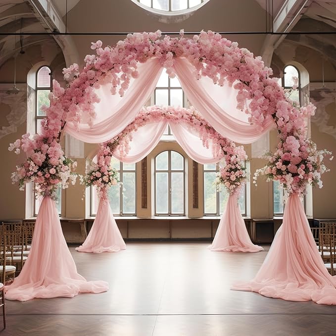 Wokceer Wedding Arch Draping Fabric 6 Panels 28.7" x 20FT Blush Drapes Sheer Fabric Backdrop Arch Draping Fabric for Wedding Ceremony Birthday Party Bridal Shower Decoration