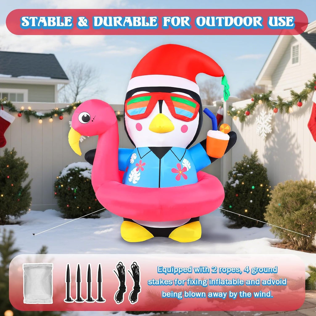 Christmas Inflatable Penguin Outdoor Yard Decoration 5FT Hawaiian Blow-ups
