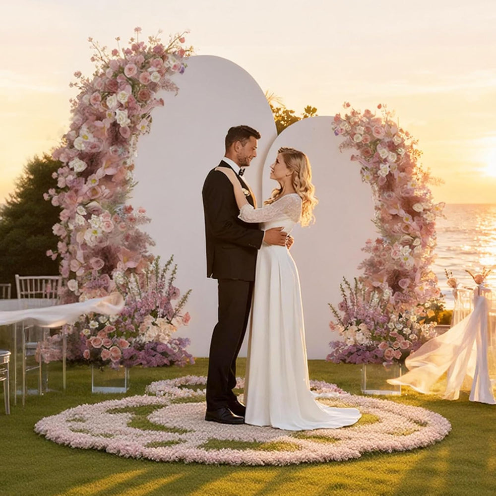 Wedding Arch Backdrop Stand Set of 2 With White Cover (6FT+5FT)