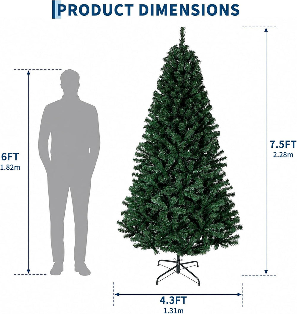 Garvee 7.5ft Premium Unlit Artificial Christmas Tree, 1346 Branch Tips