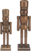 Wonderjune 2 Pack Wooden Nutcracker Christmas, Brown, 12 Inch,14 Inch